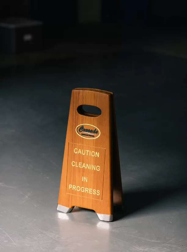 crusade caution cleaning in progress sign