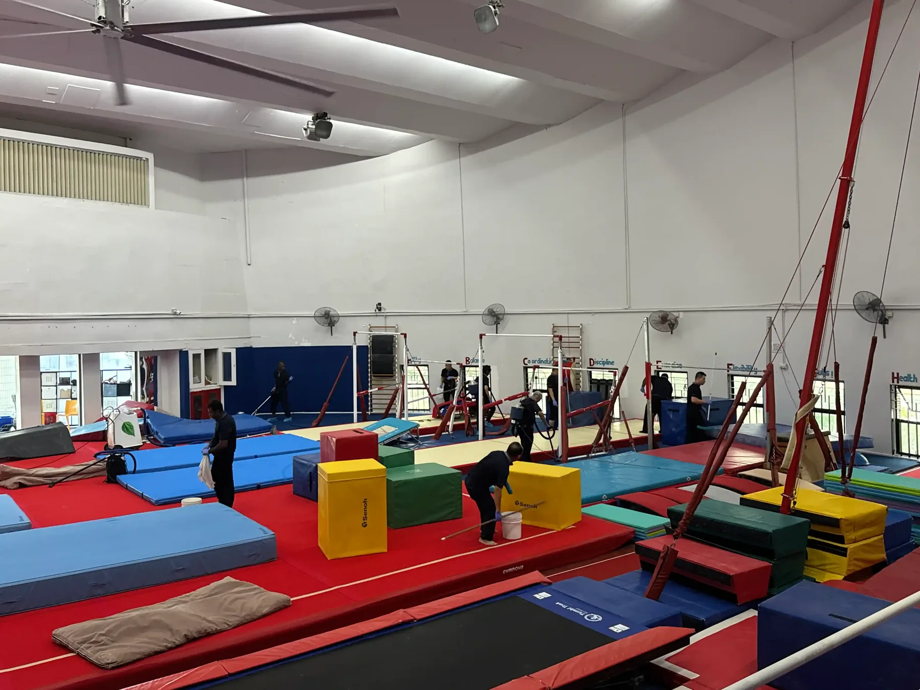 A sports hall serviced by the Crusade Services team