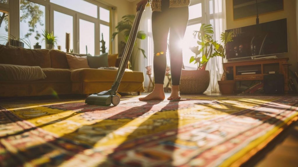 vacuuming indoor carpet