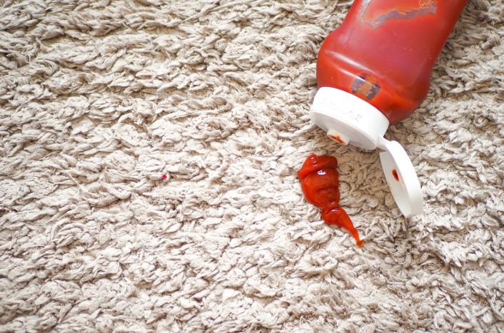 red ketchup on carpet